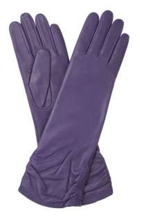 SOUTHCOMBE Womens Long Ruched Leather Silk Lined Glove  