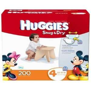  Huggies 200 Ct Snug N Dry Diapers  Size 4 Baby