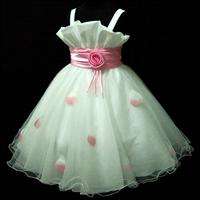 Pink White Wedding Party Prom Flower Girls Dress SZ 5 6  