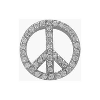  Sterling Silver Cubic Zirconia Peace Pendant with 18 Inch 