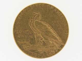 1909 United States Indian Head Five Dollar $5 Half Eagle Gold Coin NR 