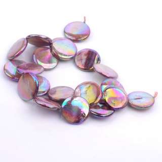 MARVELOUS FUCHSIA MOTHER OF PEARL SHELL COIN Beads 20mm  