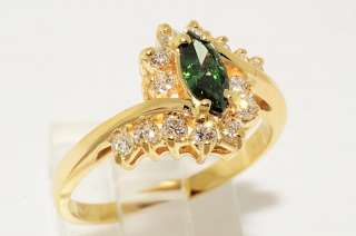 3000 .71CT MARQUISE CUT GREEN DIAMOND ENGAGEMENT RING VS SIZE 8.25 