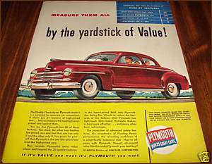 1947 PLYMOUTH COUPE~Maroon Car AD  