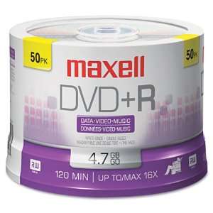  Maxell DVD+R Discs 4.7GB 16x Spindle Silver 50/Pack Secure 