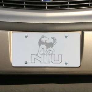   Illinois Huskies Satin Mirrored Team Logo License Plate Automotive