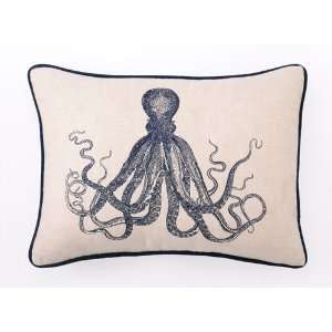  Octopus Embroidered Pillow 14x20