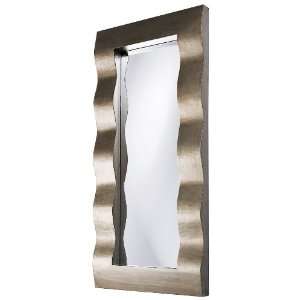  Brushed Silver Finish Contemporary Contour Wall Mirror 
