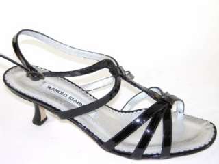 MANOLO BLAHNIK Black Ankle Wrap Sandal Shoe 36.5 NIB  