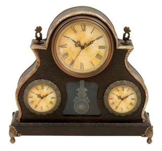FR COUNTRY Dual Dial Antique Silver Clock Quartz Mvmnt  