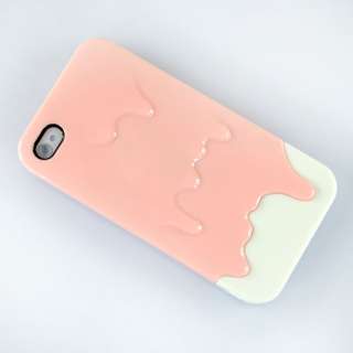   ice Cream Skin Hard Case Cover For Apple iPhone 4 4S Pink White 0286