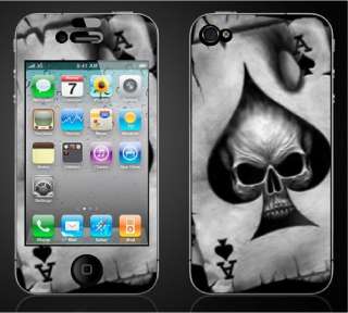 Iphone 4 ACE CARD SKULL DECAL Sticker Skins  