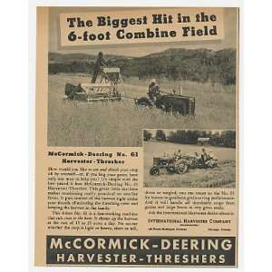  1940 McCormick Deering No 61 Harvester Thresher Print Ad 