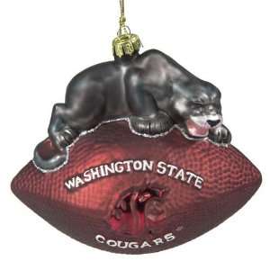     Washington State Cougars NCAA Glass Mascot Football Ornament (6