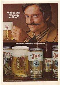 1970 Jax Fabacher Beer Magazine Ad. Fabacher Smiling  