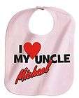 LOVE MY UNCLE PERSONALIZED NAMES BABY GIRL PINK BIB ADJUSTABLE NEW