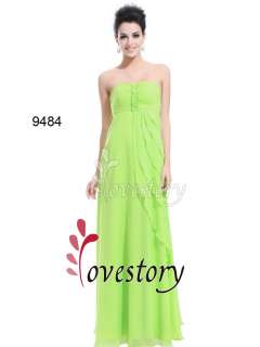 BNWT Rhinestones Greens Strapless Falbala Gorgeous Prom Gown 09484 