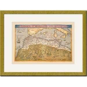   Gold Framed/Matted Print 17x23, Map of Northern Africa