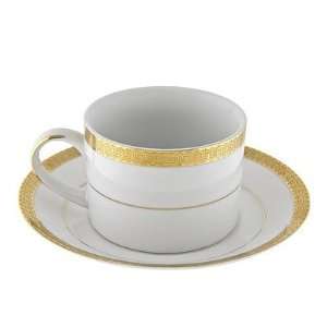   Luxor Gold Rim 6 oz. Tea Cup and Saucer [Set of 6]