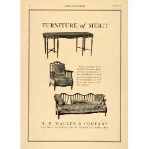  1917 Ad H Z Mallen & Company Furniture Table Sofa Chair 