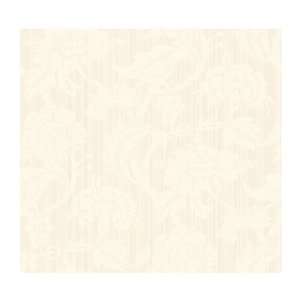   Jacobean with Stria Stripe Prepasted Wallpaper, Oyster Pearl/Antique