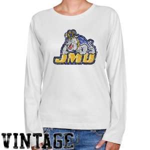 NCAA James Madison Dukes Ladies White Distressed Logo Vintage Long 