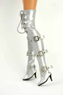 B350 Silver Designer Over Knee Fashion Boots Barbie FR  