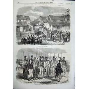  Japan 1864 View Osaca Jeddo Japanese Soldiers Drill War 