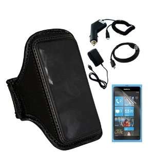   Charger + Micro USB Cable + Black Sports Armband for Nokia Lumia 800