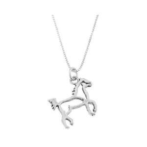  Silver Double Sided Outline Body of Horse Frame Necklace 