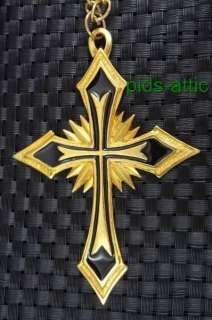   Statement Necklace w/ HUGE Gothic BOHO Cross Pendant Signed JPI 2000