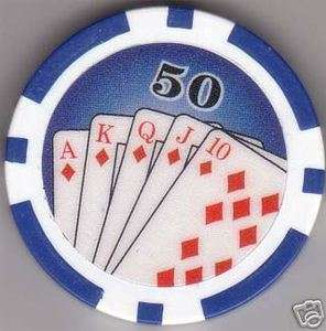 100 Blue Royal Flush Fan 11.5 gram Poker Chips  