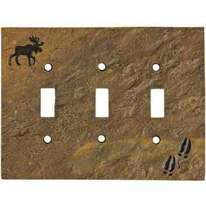  Moose & Tracks Stonecast Triple Switch Plate Cover