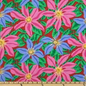  44 Wide Cottage Garden Clematis Red Fabric By The Yard 