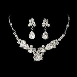 Silver Plated Bridal Wedding Tiara and Jewelry Set  