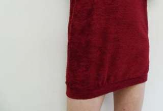 70s Vtg Dark Red Terrycloth Bag Mini Dress Tunic sz M  