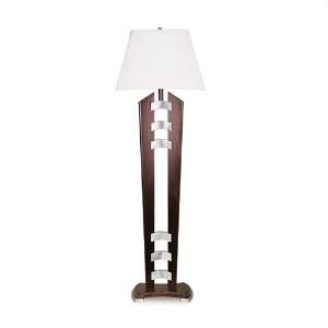 Living Well 3027 Wood Floor Lamp with Metal Accent Hardback Shade