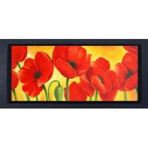 Framed Oil Painting on Canvas   16x32 Poppies 