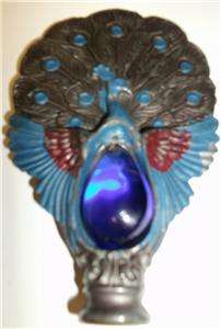 Antique Large Blue Peacock Lamp Finial  