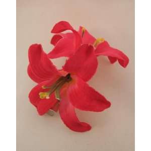  Small Dark Pink Double Lily Hair Flower Clip Beauty