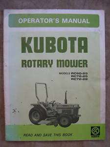 Kubota rotary Mower manual RC60 25 RC72 25 RC72 28  