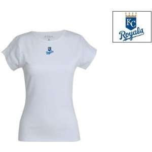 Kansas City Royals Womens Signature T shirt by Antigua Sport   White 