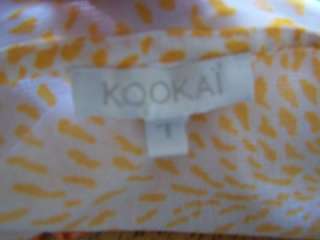 Kookai Sherbert Orange and White Animal Print Ruffled Button Blouse 