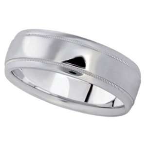  Mens Carved Platinum Wedding Band (7mm) Allurez Jewelry