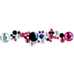  Crystal Stickers 3/Pkg Round Clear/Hot Pink/Black