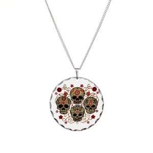  Necklace Circle Charm Flower Skulls Goth Artsmith Inc 