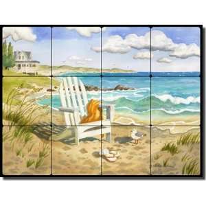 Waiting for You by Robin Wethe Altman   Beach Seascape Tumbled Marble 