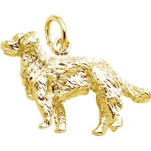  Rembrandt Charms Golden Retriever Charm, 14K Yellow Gold Jewelry