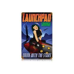  Launchpad Lounge Pin Up Girl Metal Sign 