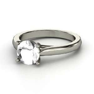  Crisscross Round Solitaire Ring, Round Rock Crystal 